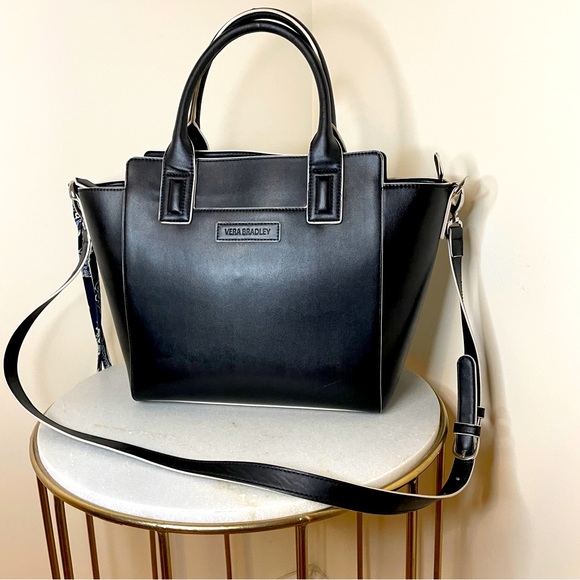 Vera Bradley Bags Vera Bradley Black Vegan Leather Tote Handbag